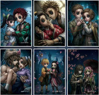 Cartes de collection de personnages d'anime japonais Demon Slayer & Identityy V en papier coloré, cartes à jouer pour enfants, jouets, cadeaux