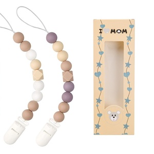 ขายส่งโซ่จุกนมหลอกเด็ก ทำจากซิลิโคนเกรดอาหารปลอดสาร BPA และโลหะ พร้อมคลิปหนีบไม้สำหรับเด็กอายุ 0-12 เดือน - Product Image 6