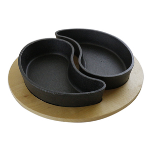Padella in Ghisa Pretrattata a Forma di <span class=keywords><strong>Tai</strong></span> Chi con Vassoio in Legno, Antiaderente - Product Image 2