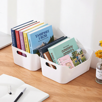 Grand panier de cuisine rectangulaire en plastique blanc pour l'organisation du bureau, articles divers, cosmétiques, rangement de bijoux