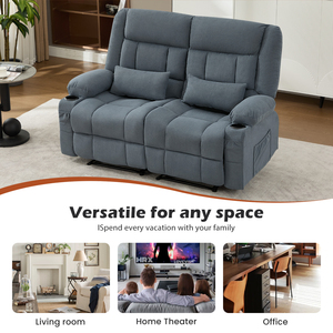 Convertible Recliner Loveseat Set with Cup Holders for Apartment Living Room-Manual Oversized Ergonomic Design - Product Image 3