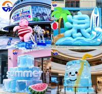 Arche gonflable personnalisée en forme de bloc de glace Chenghuang 2026 pour modèle publicitaire à grande échelle