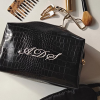 Sac de toilette imperméable en PU à motif crocodile pour femmes, pochette de rangement pour cosmétiques, sac de voyage pour maquillage
