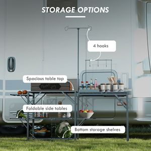 DB, gran oferta, mesa de cocina portátil para campamento, estación de cocina plegable con soporte de linterna ajustable y ganchos colgantes para acampar - Product Image 4