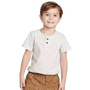T-shirt <span class=keywords><strong>per</strong></span> bambini in cotone biologico, modello Henley, a maniche corte, <span class=keywords><strong>per</strong></span> bambini e ragazzi. - Product Image 1