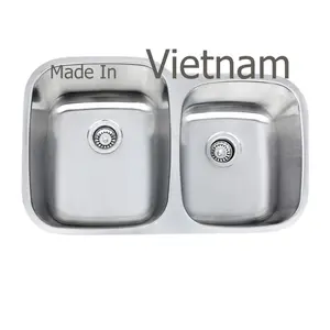 Vietnã SS304 aço inoxidável 6040 tigela dupla undermount instalação tipo máquina feita imprensa cozinha pia