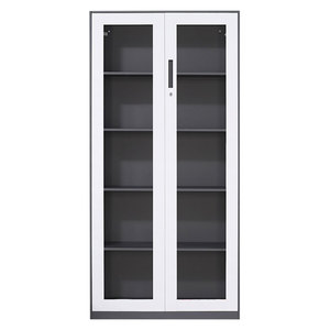 Biblioteca cajones negros 2 puertas de vidrio Tarjeta de índice personal estantes almacenamiento muebles de oficina armario diseño metal acero archivador - Product Image 3