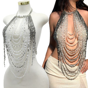 เสื้อครอปท็อปประดับลูกปัดคริสตัลแบบใหม่ ดีไซน์นางเงือก สำหรับผู้หญิง สไตล์แซมบ้า วาเลนไทน์ คาร์นิวัล - Product Image 1