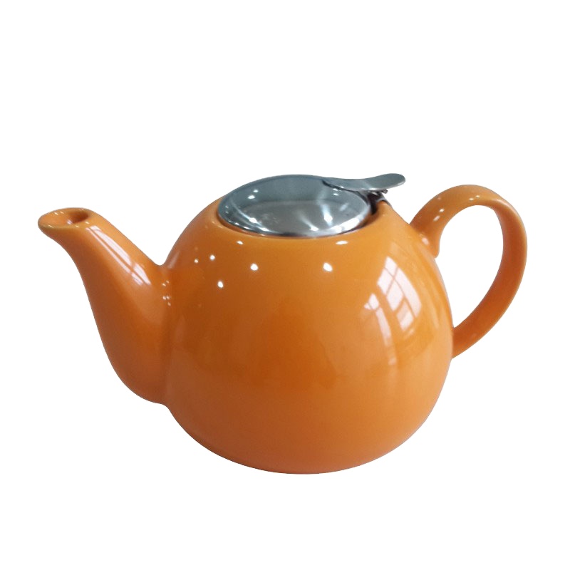 Candy Colors Ceramic Teapot Wholesale Custom Porcelain Tea Pot Stainless Steel Lid And Infuser tea pots