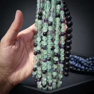 Perles de fluorite verte naturelle, perles de pierres précieuses facettées, perles rondes en pierre brute pour la fabrication de bijoux - Product Image 2