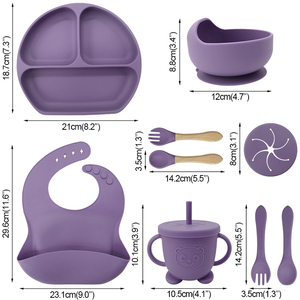Juego de Platos y Tazones de Silicona con Succión Redonda para Bebés, 9 Piezas, Libres de BPA, Ecológicos, para Niños Pequeños - Product Image 3