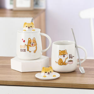 Trianglelyi — tasse en céramique pour la maison, tasse Shiba Inu, style dessin animé, pour étudiantes, bureau, <span class=keywords><strong>corgi</strong></span>, couple - Product Image 1