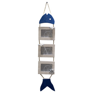 Mediterranean Fish Shape <b>Wall</b> Hanging Three Panel Photo <b>Frame</b> Home Decor MDF Irregular <b>Design</b> - Product Image 4