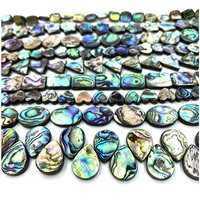 Perles en coquille d'ormeau naturel, formes goutte d'eau, ovales, cœur, carrées, pour la création de bijoux DIY, colliers