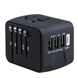 Adaptador de corriente Universal para viaje, cargador Internacional, convertidor de enchufes eléctricos de pared, R0774-1 para UE/EE. UU./ru/AU