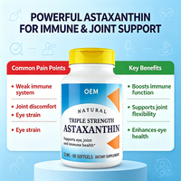 Gélules d'astaxanthine triple force naturelle, 60 unités, complément alimentaire OEM pour la santé des yeux, des articulations et du système immunitaire