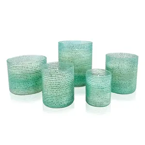 Wholesale Horizontal Pattern 4 oz 6oz 8oz 10oz 12oz 14oz Glass Candle Container Luxury Candle Empty Glass Jars For Candle