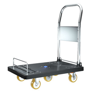 Manufacturer Thickened <strong>Hand</strong> Trolley Blue Plastic <strong>Folding</strong> Handrail <strong>Hand</strong> <strong>Truck</strong> for Carrying Warehouse Goods - Product Image 2