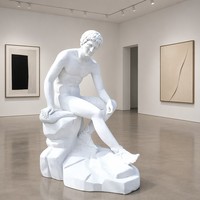 Sculpture personnalisée en marbre blanc sculpté à la main d'Apollo Citharoedus - Dieu de la musique néoclassique sur mesure pour les intérieurs de luxe