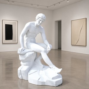 Escultura de Apolo Citharoedus en Mármol Blanco Tallada a Mano - Dios de la Música Neoclásico Personalizado para Interiores de Lujo - Product Image 4