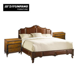 미국식 빈티지 원목 침대 친환경 가죽 침대 고급 침실 세트 빌라 맞춤 제작 - Product Image 6