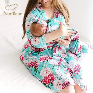 Nursing Gowns And Swaddle Bamboo mommy robe for maternity and baby Maternity Robe labor and delivery gown