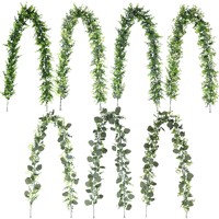Daun Rotan Eucalyptus Buatan, Tanaman Rambat Ivy Pothos, Tanaman Hias Gantung Plafon, Tanaman Rambat Bunga, Tahan UV untuk Ulang Tahun dan Paskah