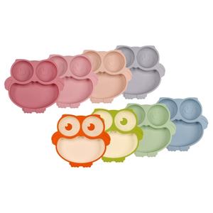 Am Azon Hot Selling <strong>Owl</strong> Design BPA Free Children Eating <strong>Plate</strong> Kids Food Tray Food Grade Silicone Suction Baby Divided <strong>Plate</strong> - Product Image 2