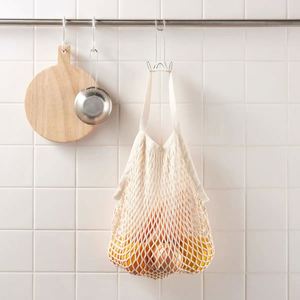 Sac de courses réutilisable écologique à long manche, panier en filet biodégradable avec logo personnalisé, sac de rangement en tissu - Product Image 6