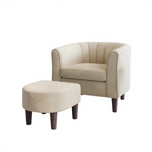 Velvet Accent Armchair Single Seat Lounge <b>Chair</b> Upholstered <b>Reading</b> Armchair with Ottoman Metal Legs for Bedroom Office - Product Image 4