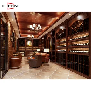 Commercial decoration refrigerator old world freestanding design built-in wall wine cellar