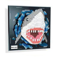 DIY <strong>3D</strong> Shark Mural Pixel Building Blocks Set, Mini Micro Plastic Model Bricks Toy, Custom <strong>Wall</strong> Art Puzzle Kit for Kids & Adults