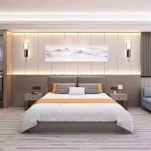 Budget-friendly Furniture Wooden Base <b>Queen</b> King Hotel <b>Bed</b> <b>Frame</b> With Headboard NightstandTV Cabinet & Wardrobe For 3 Star Hotel - Product Image 1