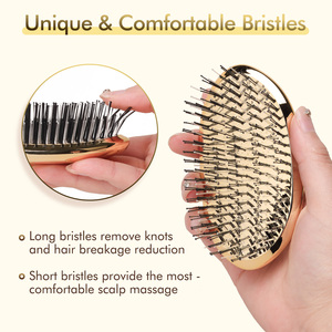 Brosse à cheveux compacte <span class=keywords><strong>rose</strong></span> Mini TwinFlex pour femmes, hommes, adolescents, enfants - Brosse à cheveux de voyage rembourrée - Product Image 3