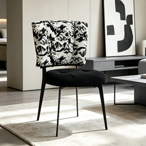 Chaise de salle à manger artistique, chaise de salon, siège en tissu à motifs, pieds en métal, chaise pour la maison, le bureau, la restauration - Product Image 6