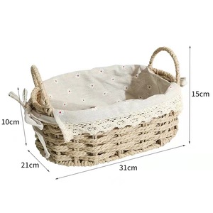 Tùy chỉnh thương hiệu máy tính để bàn hình chữ nhật tay dệt giấy dây lưu trữ giỏ bán chạy nhất phong cách mới giỏ với xử lý - Product Image 6