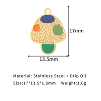 Pendentif en acier inoxydable en forme de légumes de dessin animé mignons (champignon, fraise, gâteau) pour la création de bracelets et colliers DIY