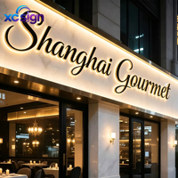 Enseigne publicitaire/de décoration murale 3D rétroéclairée avec logo personnalisé en acier inoxydable LED IP65, transformateur AC, prise murale, télécommande pour bureau
