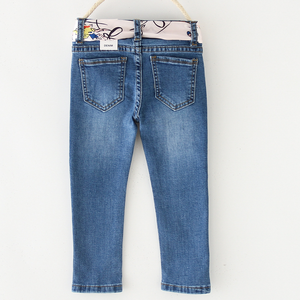 Spring Summer Girls' Comfortable Skin-Friendly <strong>Soft</strong> Slim Breathable Trendy Skinny <strong>Jeans</strong> for Kids with Ribbon - Product Image 2