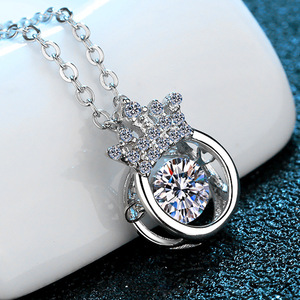 Collana con Croce in Moissanite OUGEPHELI, Argento Sterling 925 Placcato, Cuore Dinamico Pulsante - Product Image 3