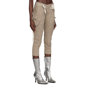 Conception de poche élégante pour femmes avec cordons de serrage pour ensemble veste <span class=keywords><strong>cargo</strong></span> <span class=keywords><strong>beige</strong></span> et <span class=keywords><strong>pantalon</strong></span> capri Streetwear décontracté - Product Image 5