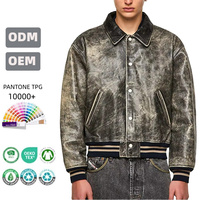 Veste en cuir PU d'hiver de haute qualité personnalisée, logo sur le devant, service OEM, coupe ample, fermeture éclair, style motard pour homme