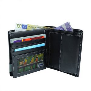 Cartera de Cuero Genuino de Alta Gama, Duradera y de Moda, con Tarjetero y Forro de Poliéster para Hombre - Product Image 1