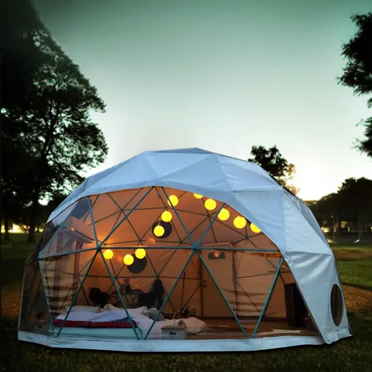 निर्माता की निजी अनुकूलन लक्जरी आउटडोर डेरा डाले हुए पोर्टेबल पीवीसी Glamping Geodesic Inflatable हवा गुंबद तम्बू