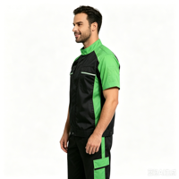 Uniforme de Trabajo OEM de Dos Tonos con Cuello Alto y Bolsillos Tipo Cargo, Uniforme para Personal de Fábrica de Detallado Automotriz, Logotipo Bordado Personalizado