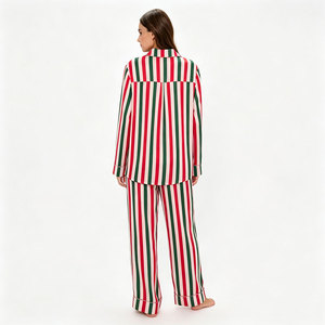 Women Sleepwear Christmas Pajamas Sets Festive <b>Pjs</b> Striped Pajama Set Cotton Sleepwear Wholesale Loungewear Women Sets - Product Image 4