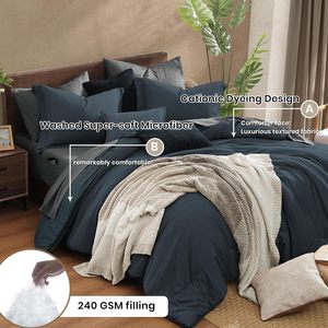 Kích thước đầy đủ <span class=keywords><strong>Comforter</strong></span> Set, màu xanh hải quân bedding <span class=keywords><strong>Comforter</strong></span> Bộ đầy đủ 7 miếng với <span class=keywords><strong>Comforter</strong></span>, tấm, vỏ gối & shams - Product Image 3