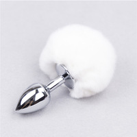 Plug anal en métal en forme de queue de lapin moelleuse, en acier inoxydable lisse, avec fausse fourrure, pour cosplay, jeux de rôle, fétichisme, jouets sexuels pour couples