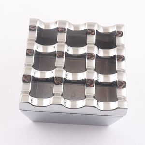 Cenicero de cigarros a prueba de viento de metal de 9 agujeros de plata de gran oferta con LOGOTIPO personalizado - Product Image 1