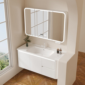 French smart <b>mirror</b> bathroom cabinet ceramic integrated basin bathroom simple washbasin - Product Image 5